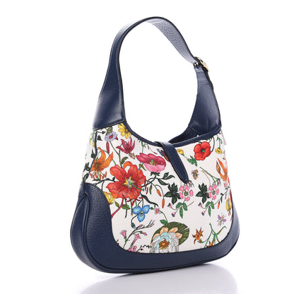 Gucci Canvas Flora Medium Jackie Hobo Blue Agata 3 of 10