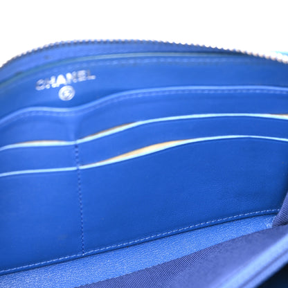 Chanel Patent Calfskin Quilted Large Gusset Zip Around Wallet Blue 5 of 10