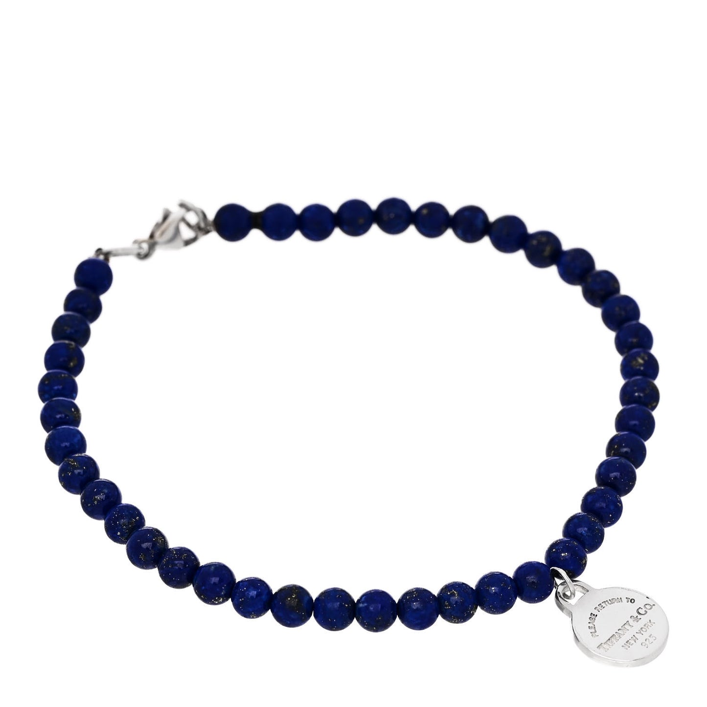 Sterling Silver Lapis Lazuli Round Tag Bead Bracelet