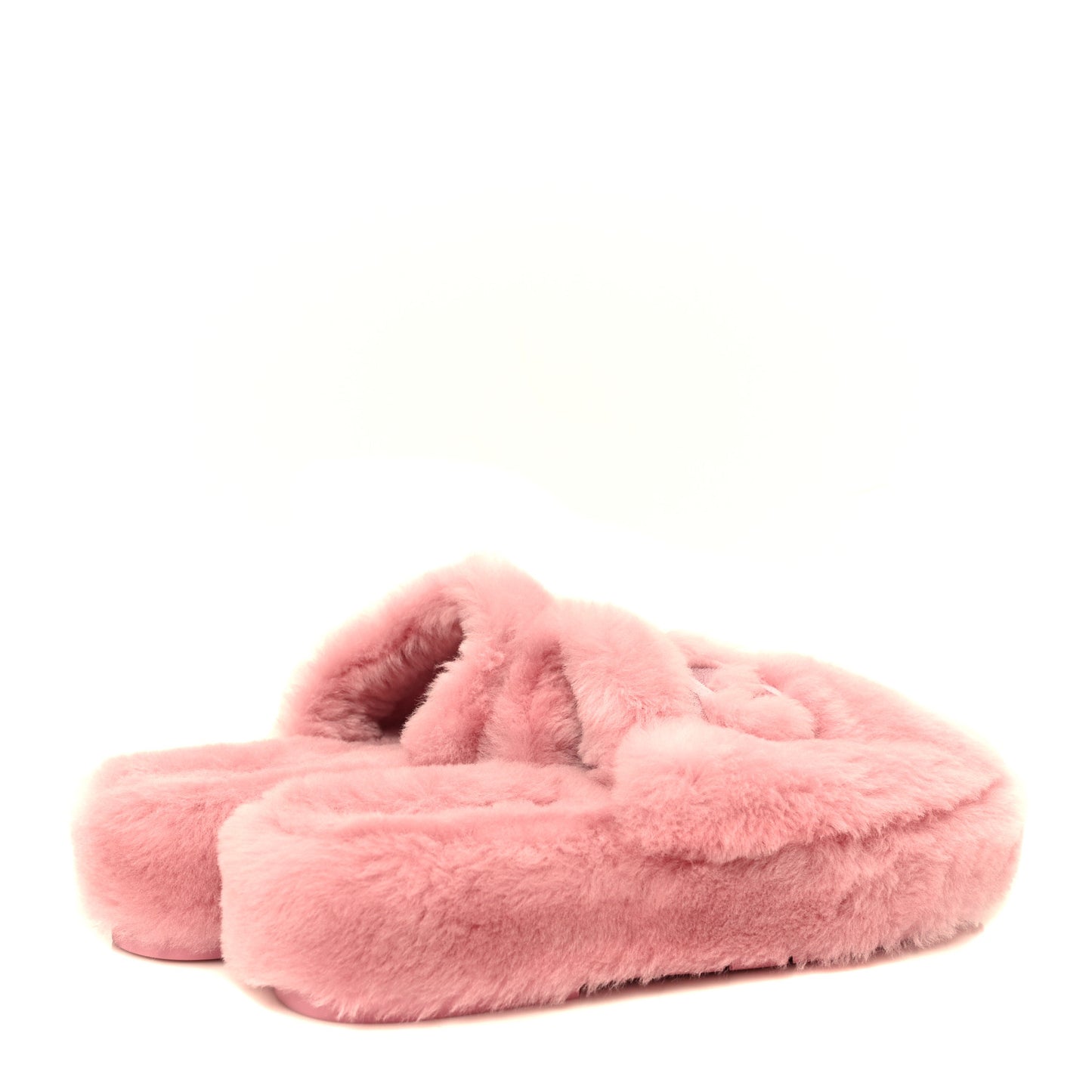 Shearling CC Flat Mules 38 Pink
