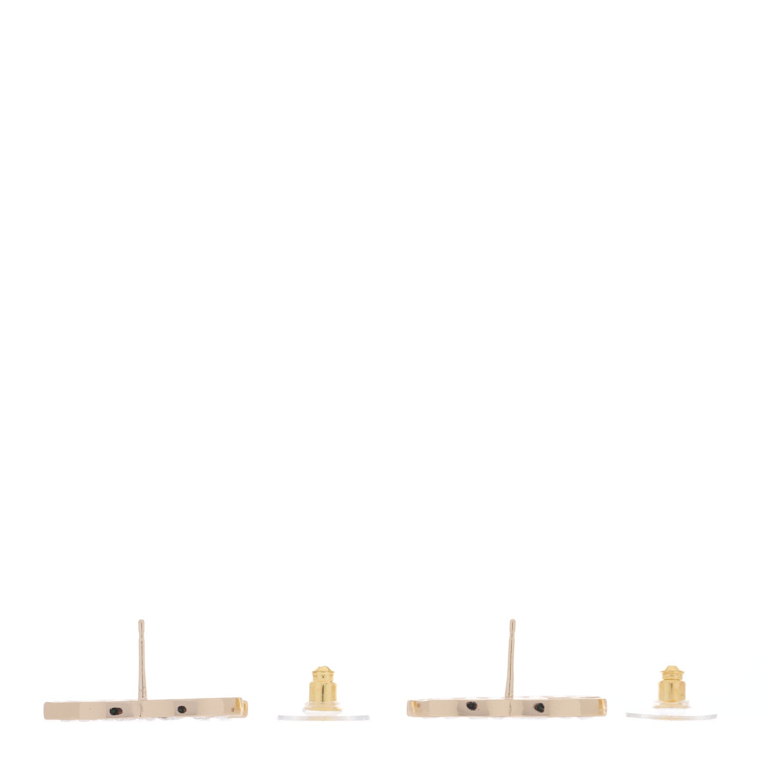 Chanel Metal Crystal Large CC Earrings Light Gold 3 of 3