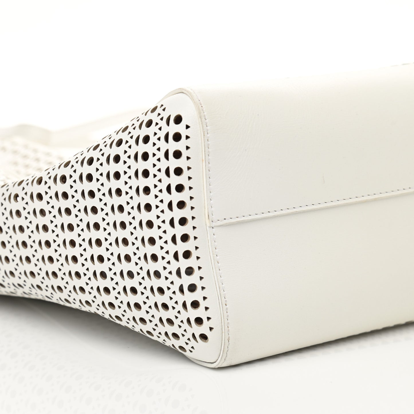 Calfskin Laser Cut Mina Vienne Tote White