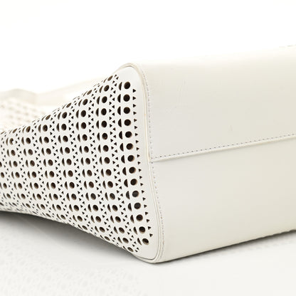 Alaia Calfskin Laser Cut Mina Vienne Tote White 9 of 12