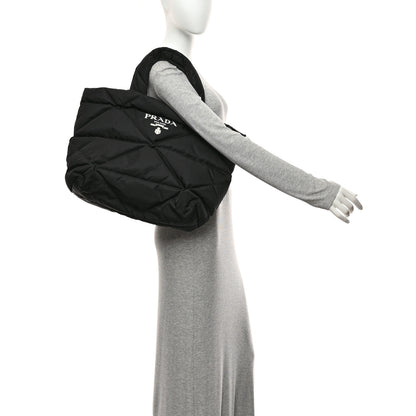 Prada Re-Nylon Triangle Padded Logo Tote Black 2 of 10