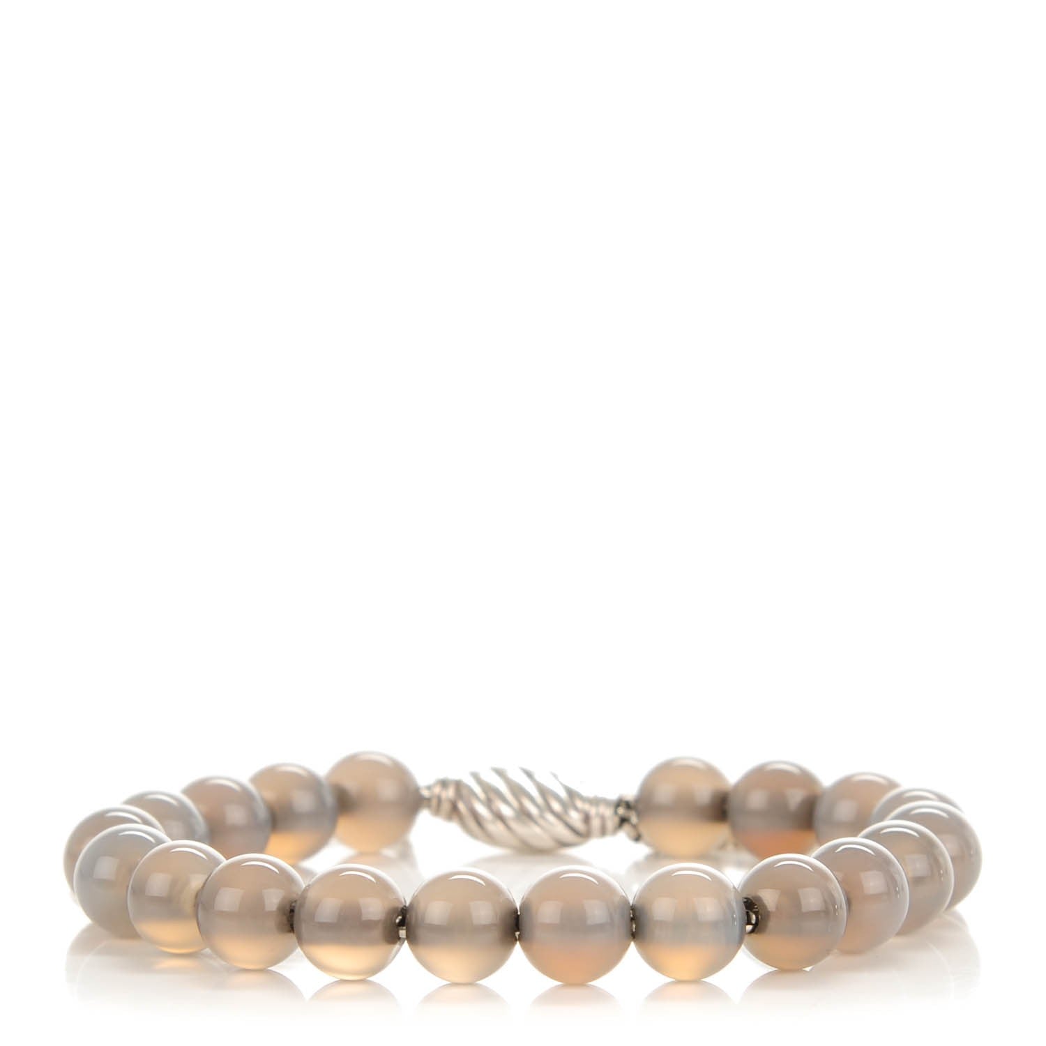 David Yurman Sterling Silver Moonstone Spiritual Beads 8mm Bracelet Grey 1 of 5
