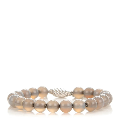 David Yurman Sterling Silver Moonstone Spiritual Beads 8mm Bracelet Grey 1 of 5