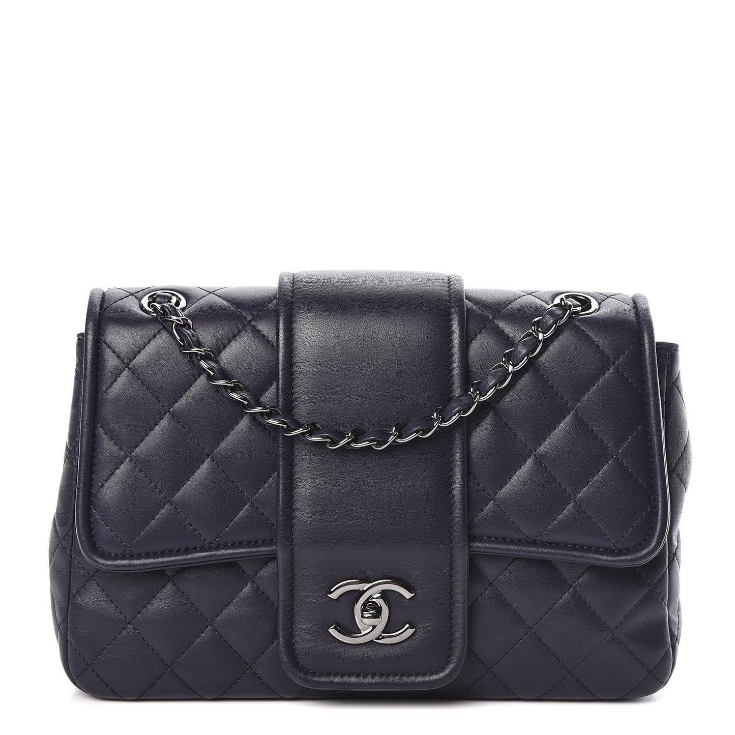 Lambskin Quilted Elementary Chic Flap Navy