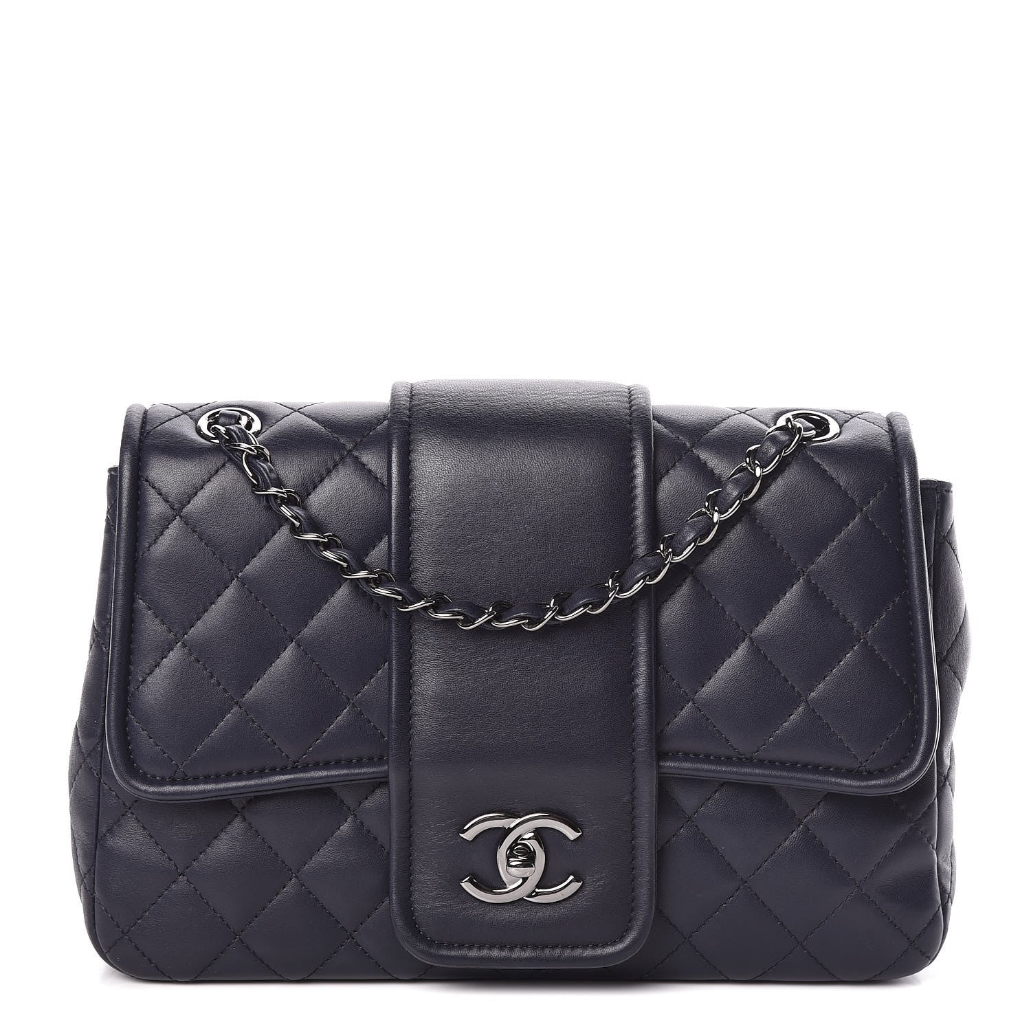 Chanel Lambskin Quilted Elementary Chic Flap Navy 1 of 11
