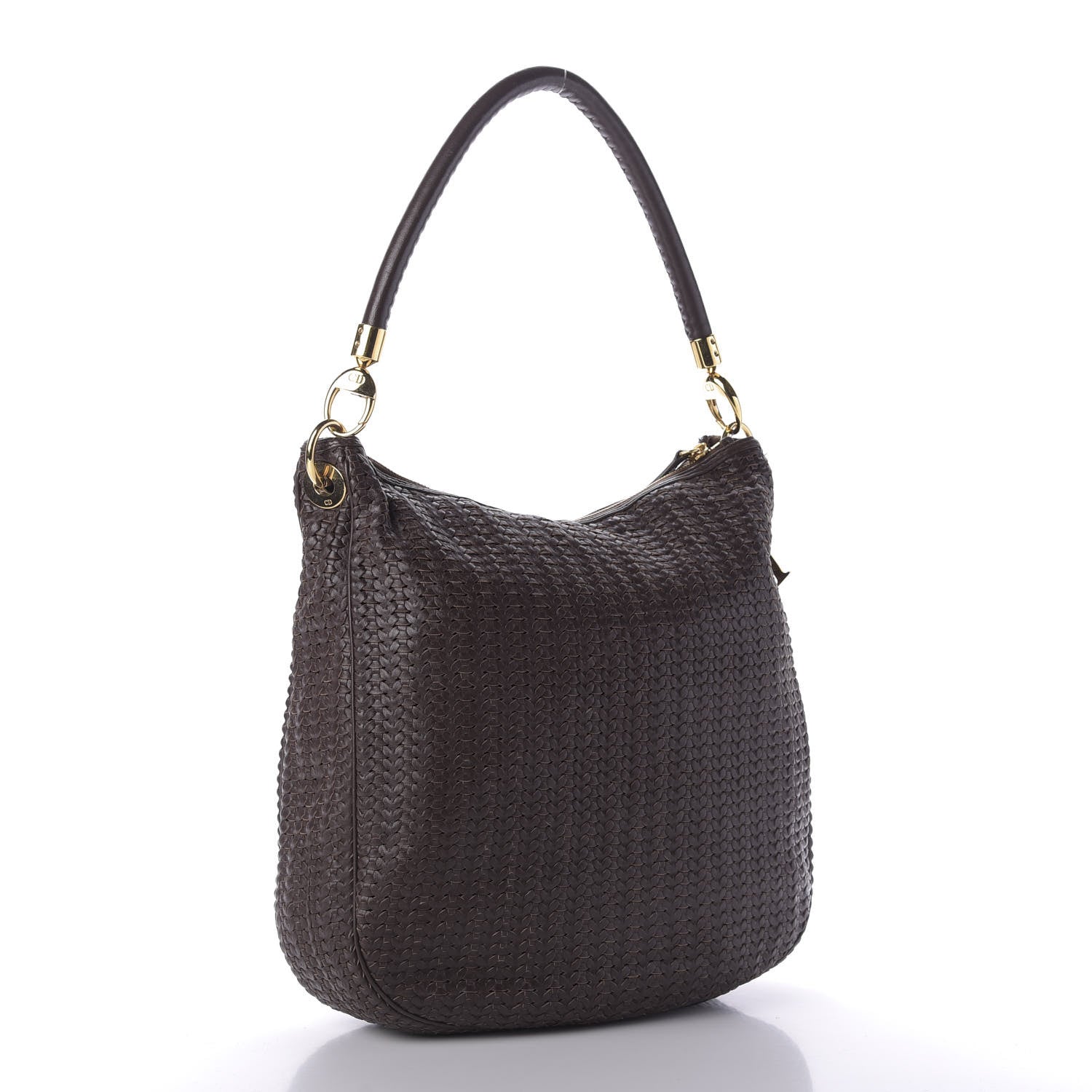 Christian Dior Lambskin Woven Hobo Brown 3 of 9