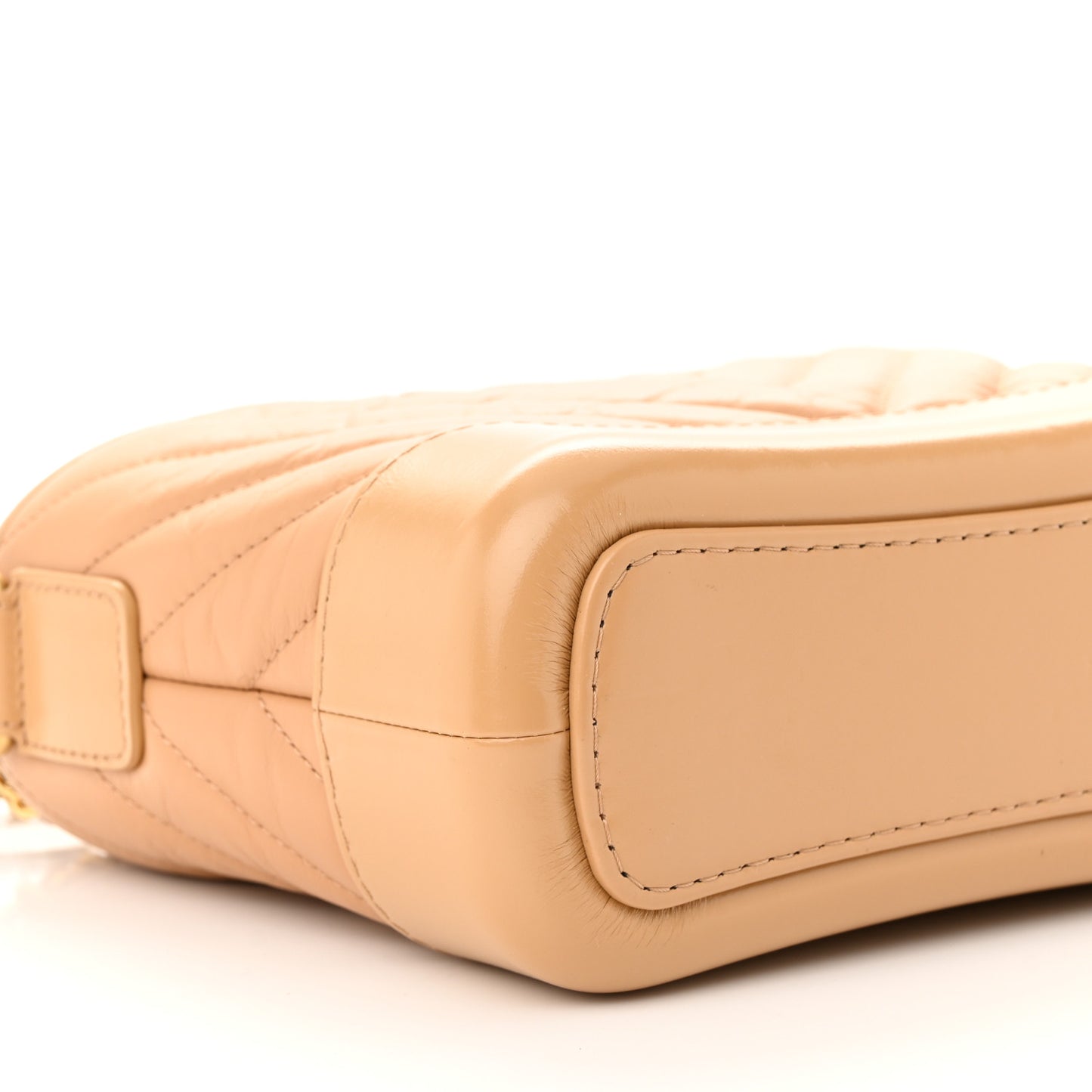 Aged Calfskin Chevron Quilted Small Gabrielle Hobo Beige