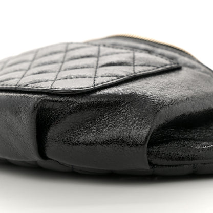 Chanel Crumpled Glazed Lambskin Quilted Waist Bag Fanny Pack Black 10 of 10