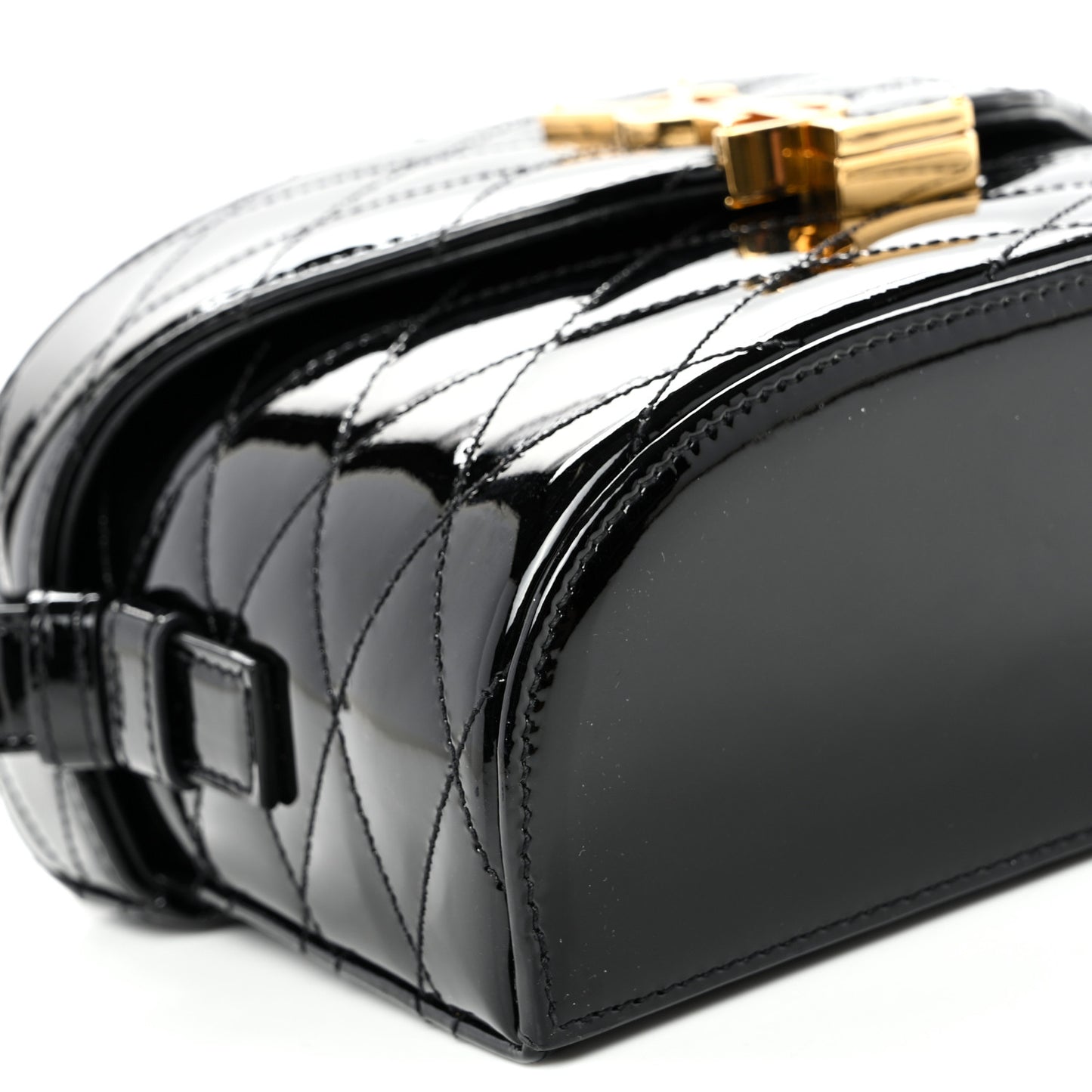 Patent Matelasse Monogram June Box Bag Black