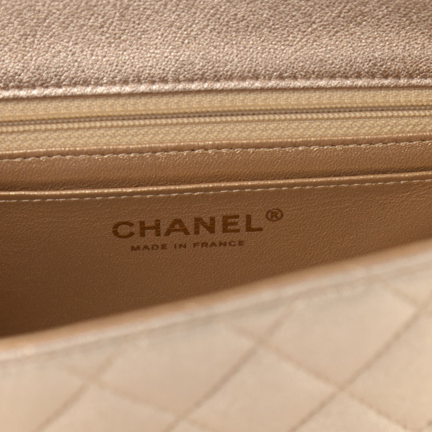 Metallic Lambskin Quilted Mini Square Flap Gold