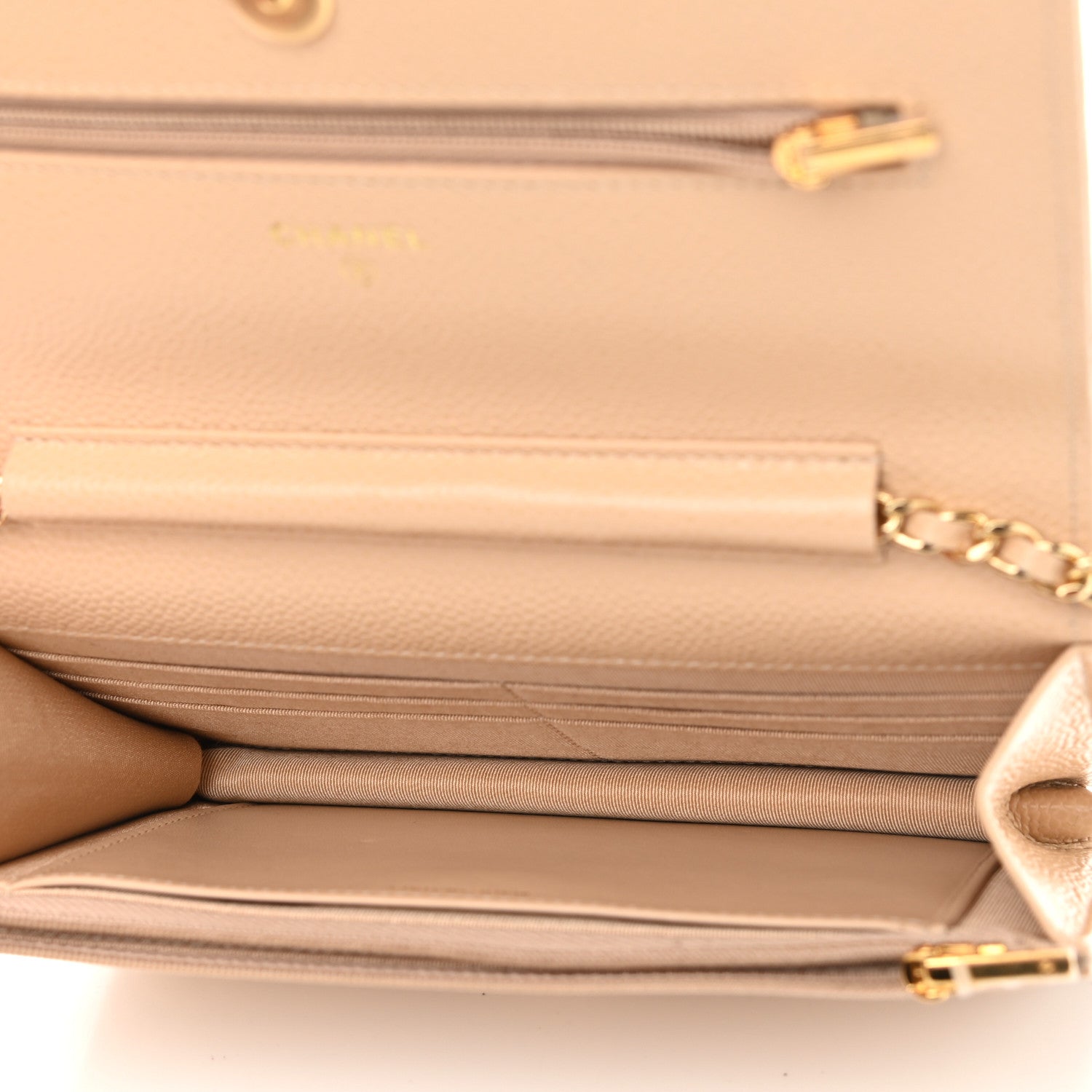Chanel Caviar Quilted Wallet On Chain WOC Beige 4 of 12