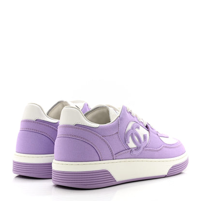 Chanel Cotton Sneakers 38.5 Purple White 4 of 8