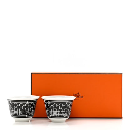 Hermes Porcelain H Deco Small Cups Set of 2 Black 6 of 6