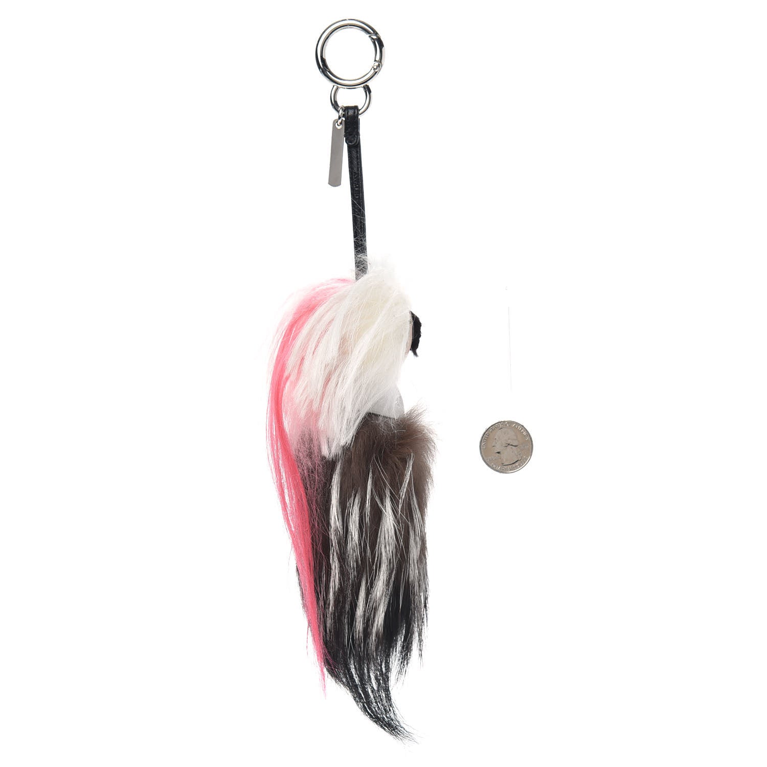 Fendi Mink Fox Goat Fur Mini Karlito Bag Charm Pink 2 of 4