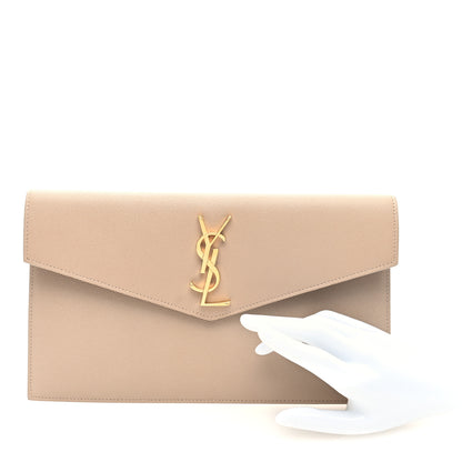 Saint Laurent Grain De Poudre Uptown Pouch Dark Beige 2 of 6