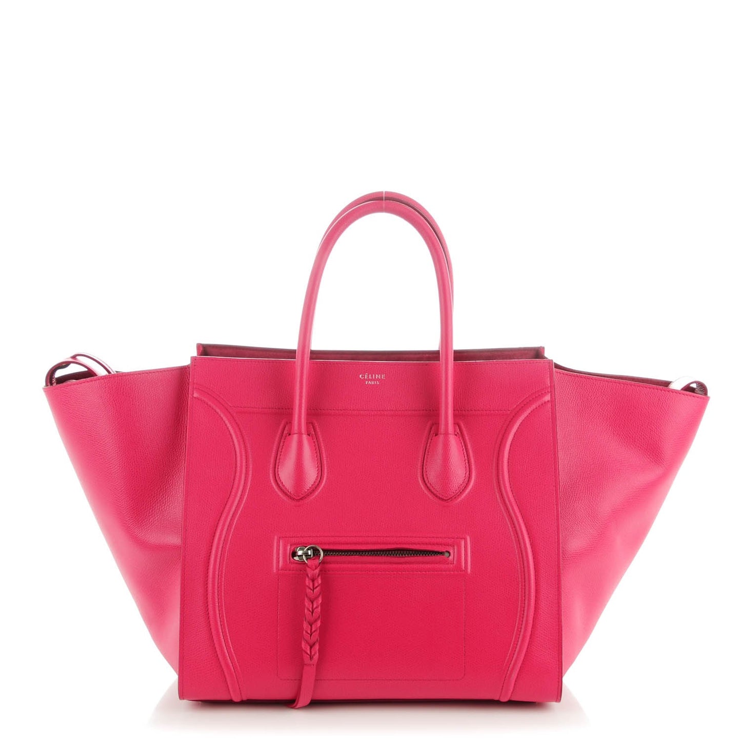 Grained Calfskin Medium Phantom Luggage Fuchsia