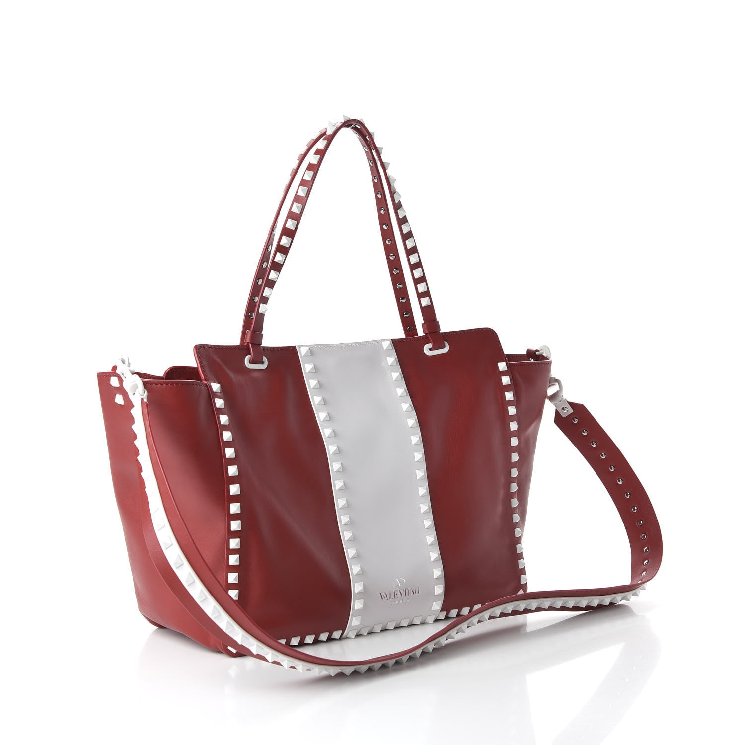 Valentino Garavani Vitello Colorblock Free Rockstud Tote Rosso Valentino White 4 of 10