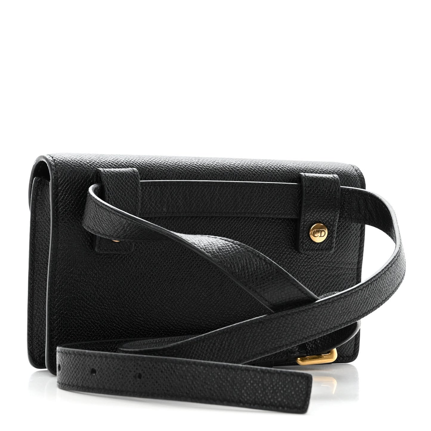 Grained Calfskin Saddle Belt Bag Black