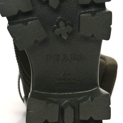 Prada Spazzolato Rois Re-Nylon Metal Triangle Logo Monolith Pouch Pocket 55mm Boots 38.5 Militare 6 of 8