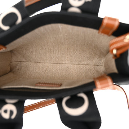 Chloe Linen Calfskin Small Woody Ribbon Tote With Strap Black 4 of 9