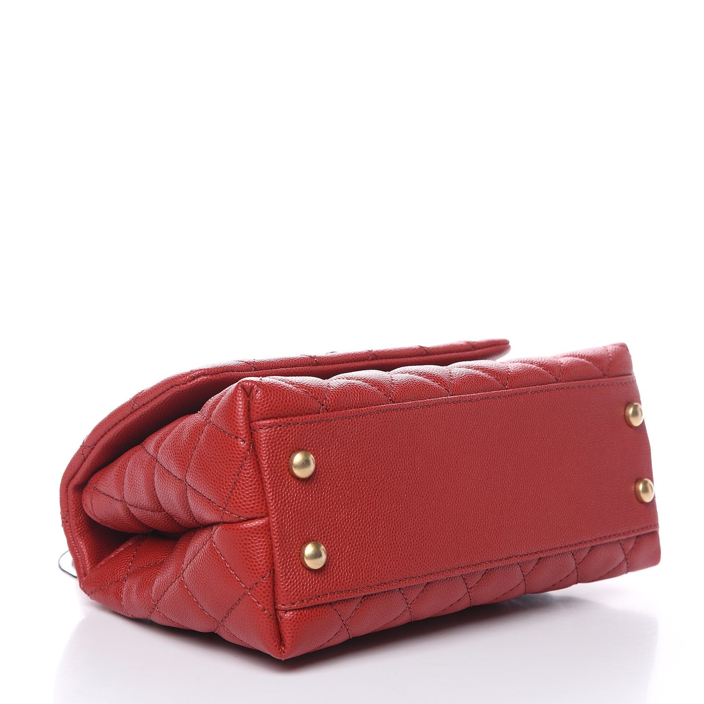 Caviar Lizard Quilted Mini Coco Handle Flap Red