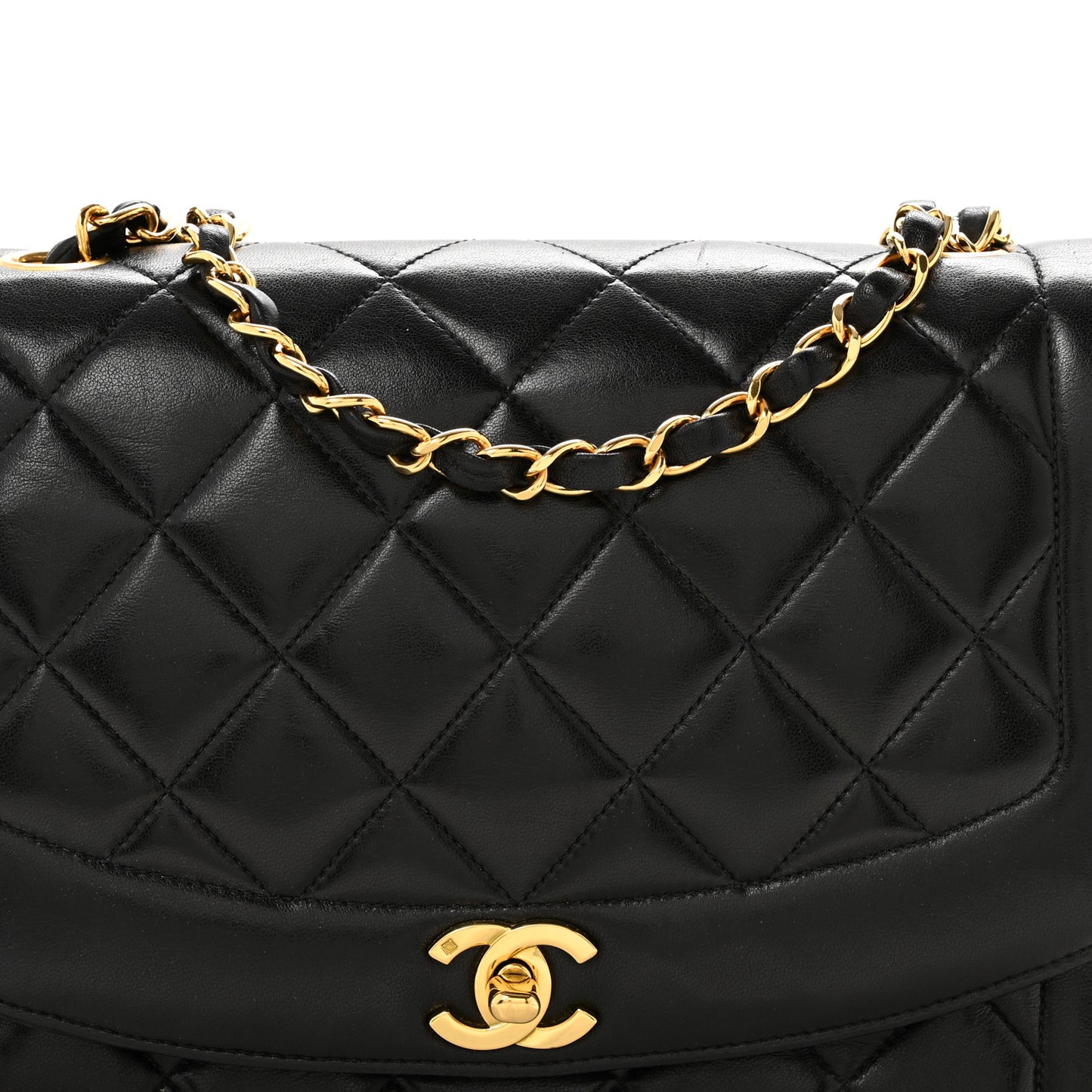 Lambskin Quilted Medium Single Flap Black