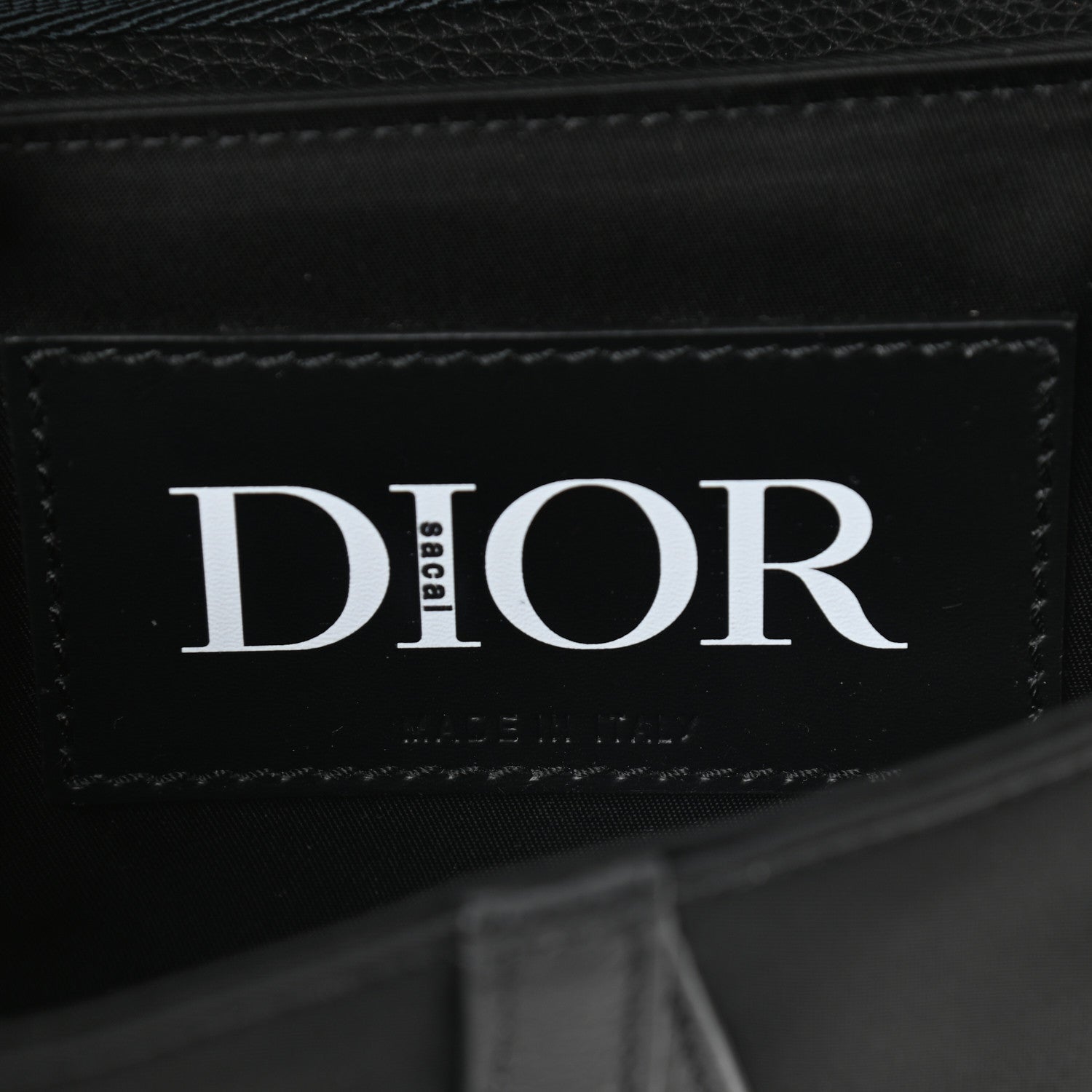 Christian Dior X SACAI Grained Calfskin Technical Fabric Mens Saddle Bag Black 8 of 9