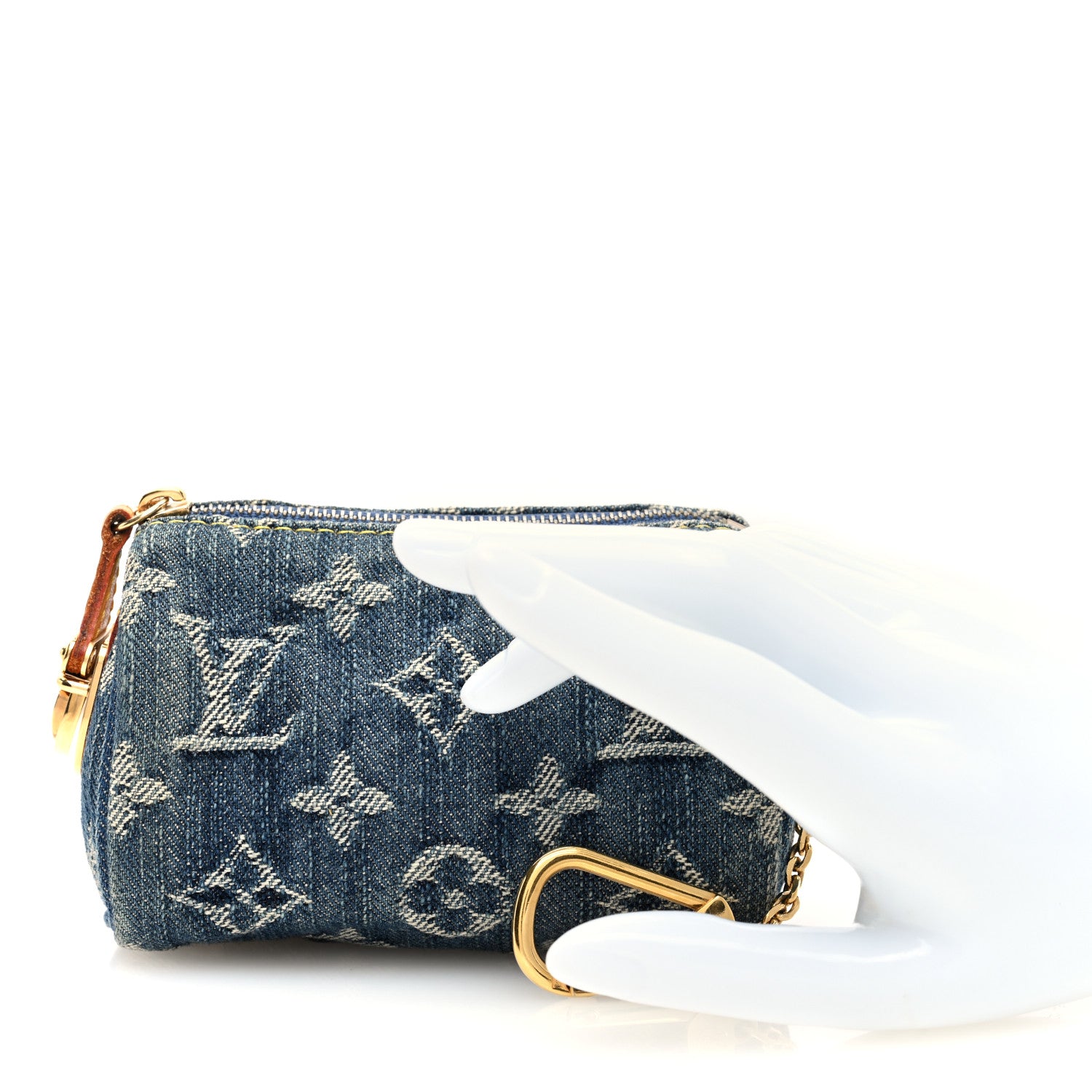 Louis Vuitton Monogram Denim Pochette Speedy PM Key Holder Blue 2 of 6