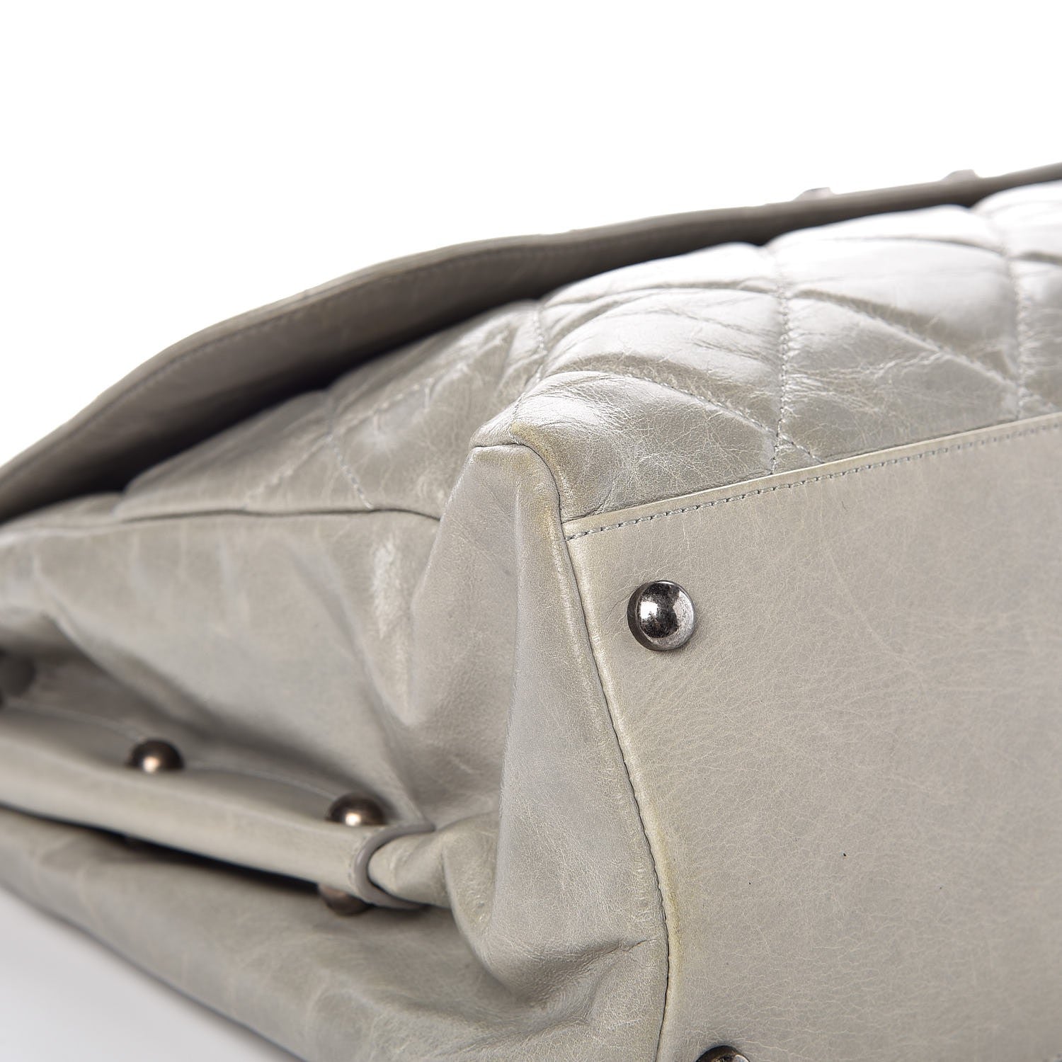 Chanel Glazed Calfskin Boy Satchel Flap Light Grey 14 of 17