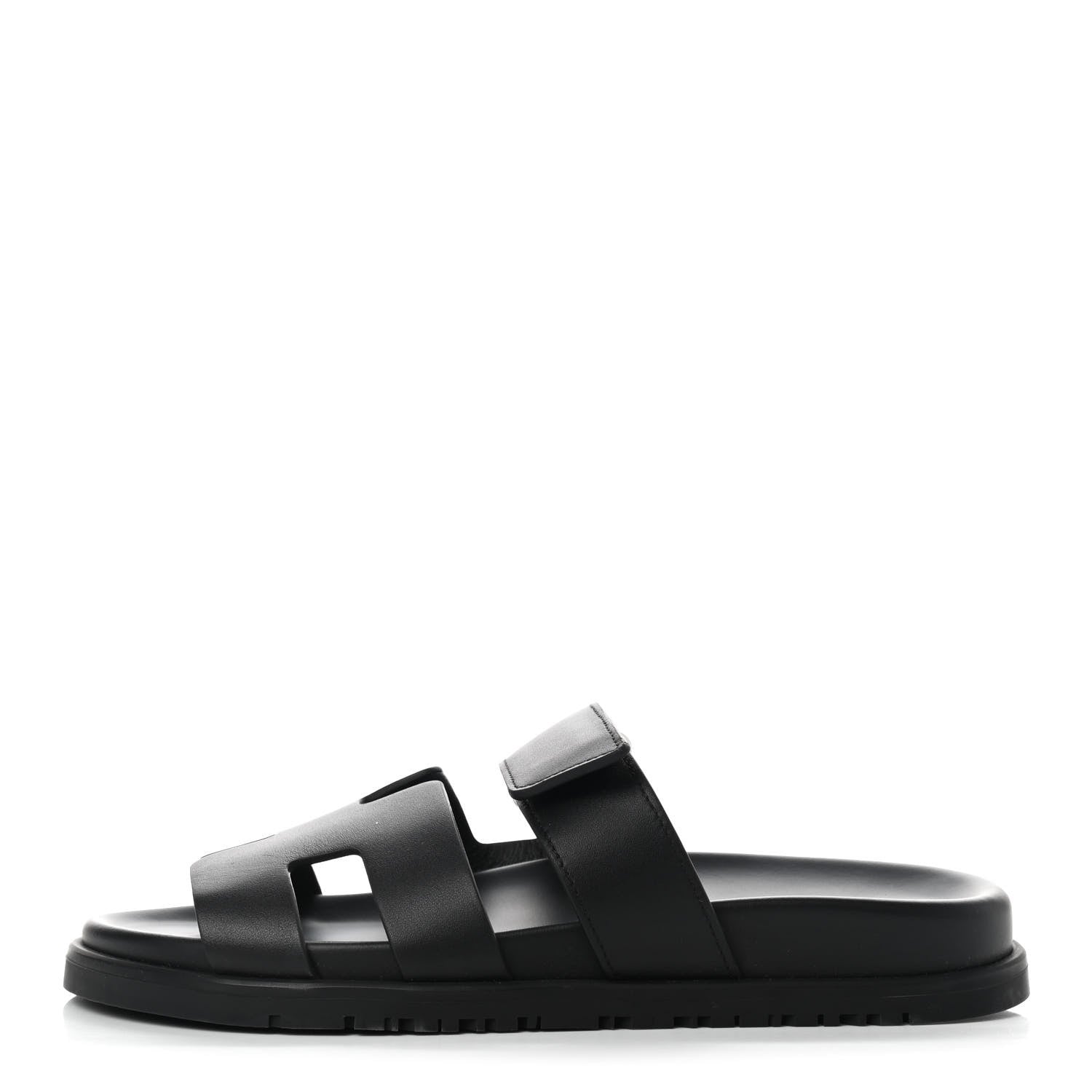 Hermes Calfskin Womens Chypre Sandals 37 Black 1 of 8