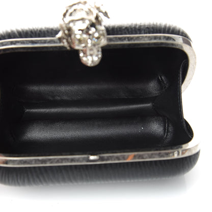 Alexander McQueen Textured Lambskin Skull Box Clutch Black 7 of 10