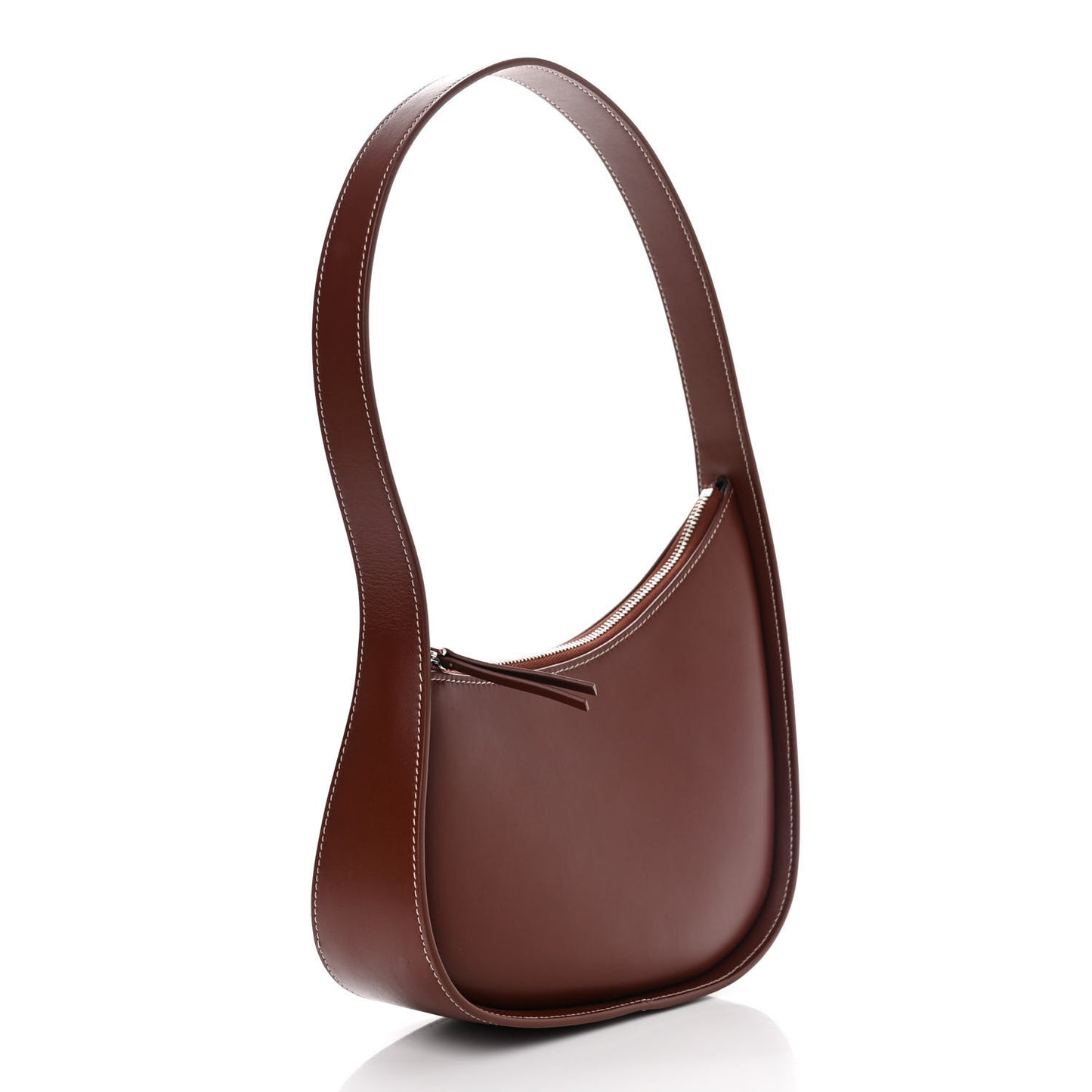 Smooth Calfskin Half Moon Shoulder Bag Cherry Wood