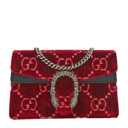 Gucci Velvet GG Monogram Super Mini Dionysus Shoulder Bag Red Cipria Black 1 of 10