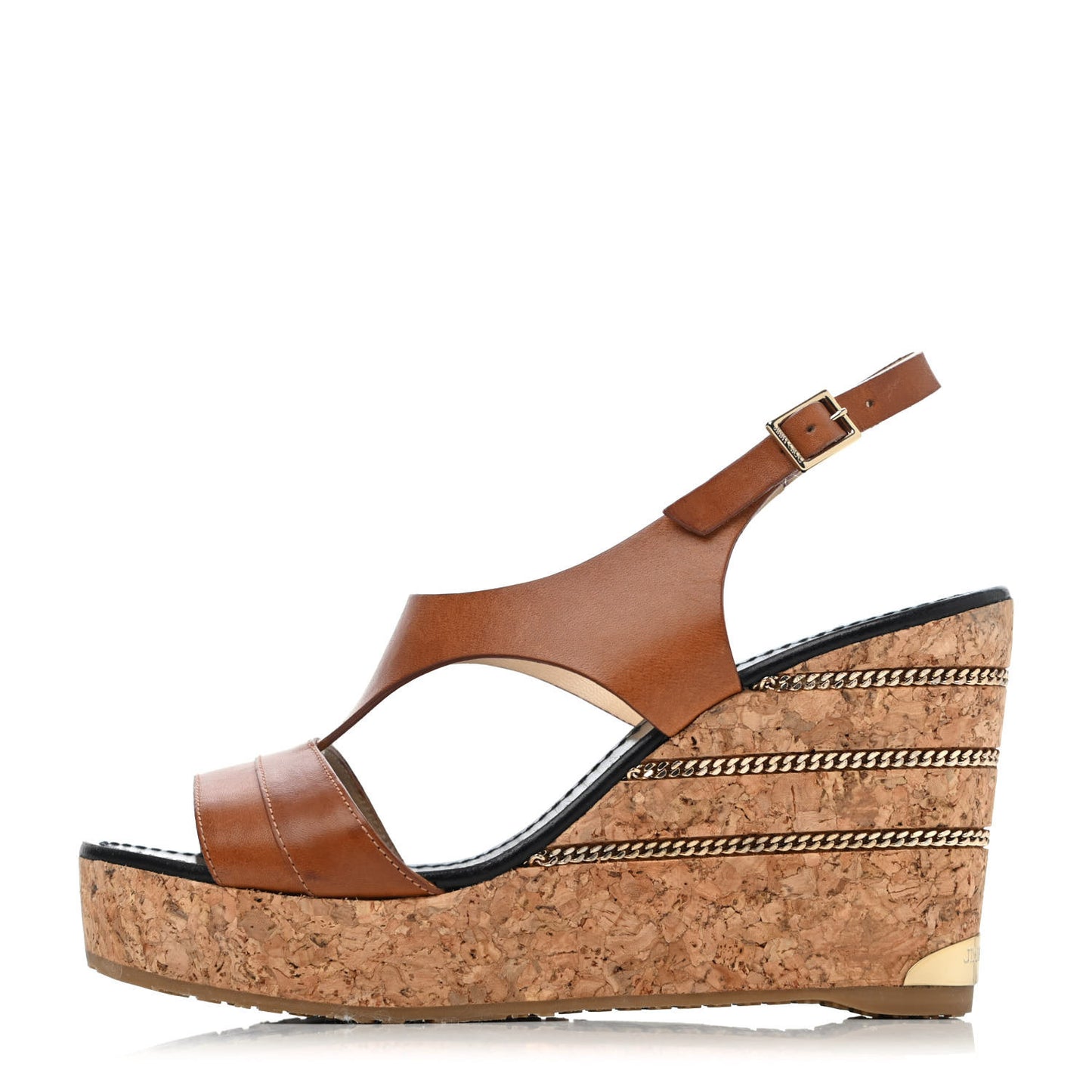 Nappa Cork Chain Portia Wedges 38 Brown
