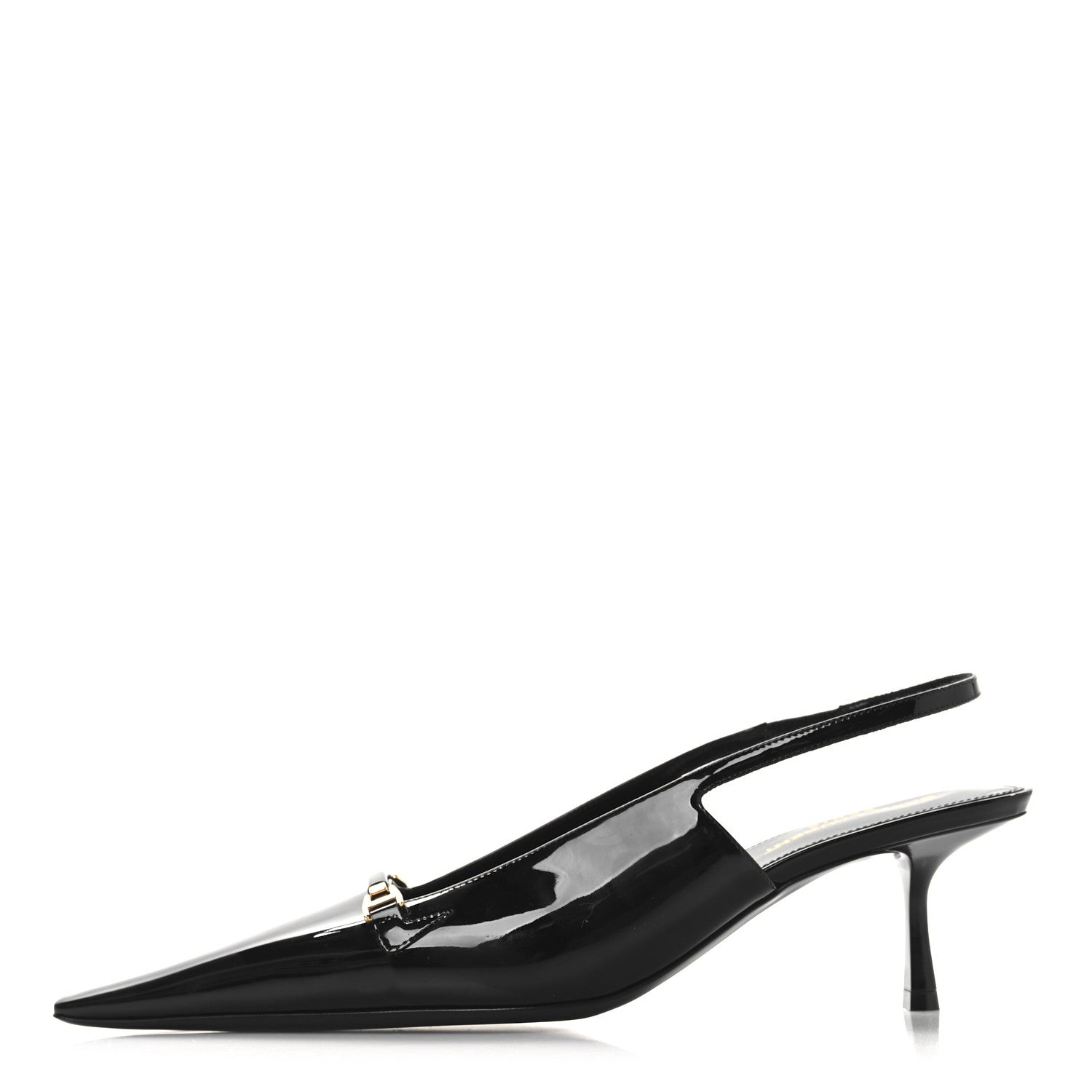 Saint Laurent Patent Bade Slingback Pumps 39 Black 1 of 9