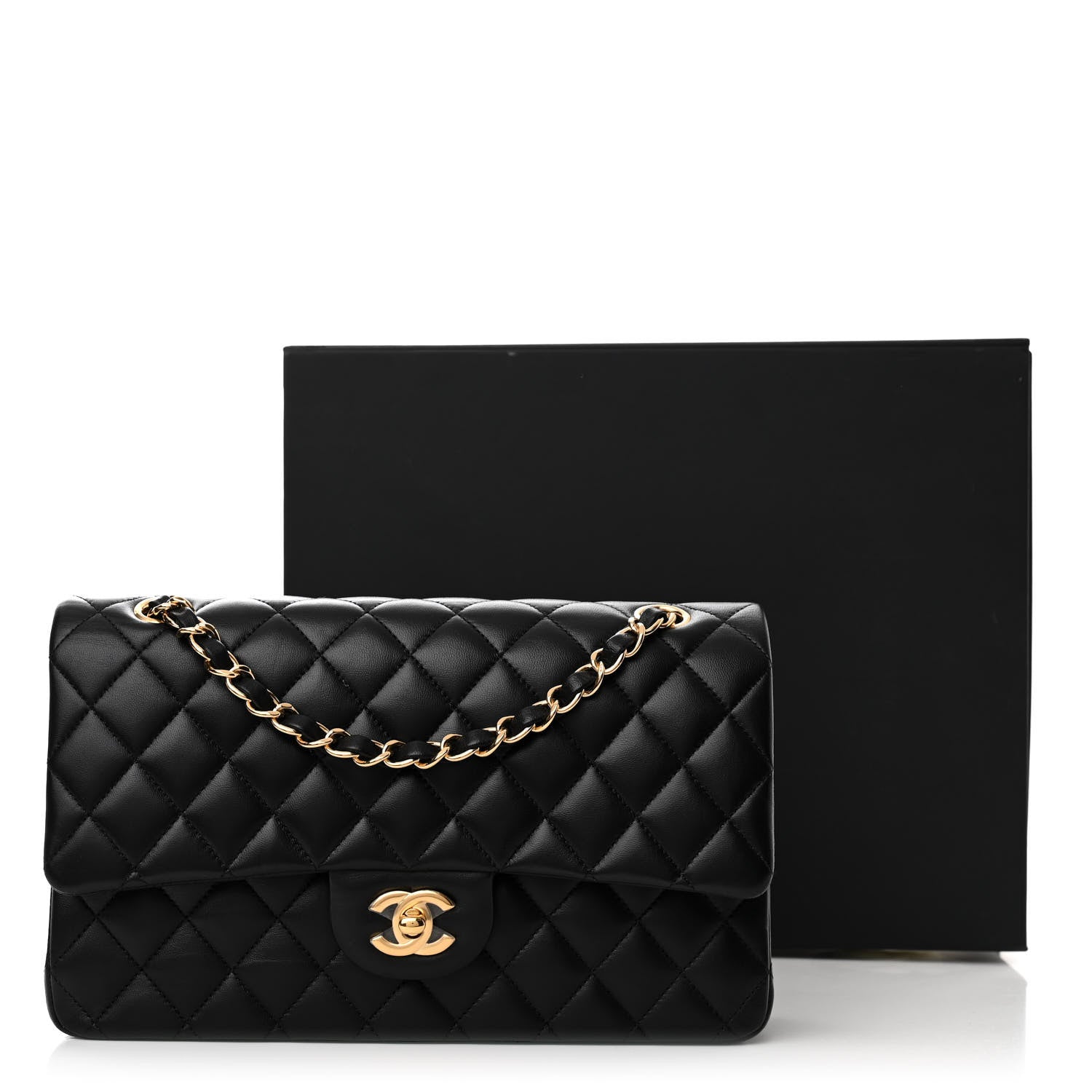 Chanel Lambskin Quilted Medium Double Flap Black 13 of 13