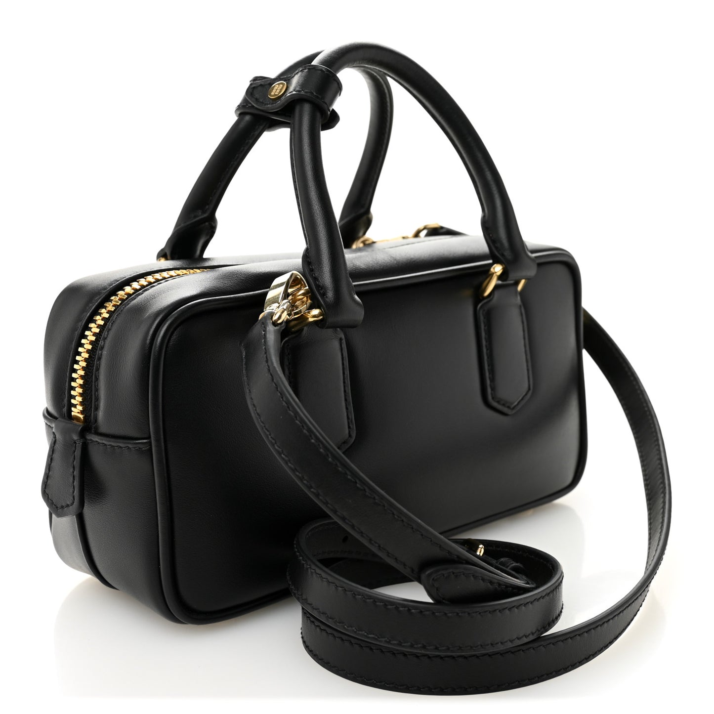 Calfskin Regular Arcadie Top Handle Bag Black