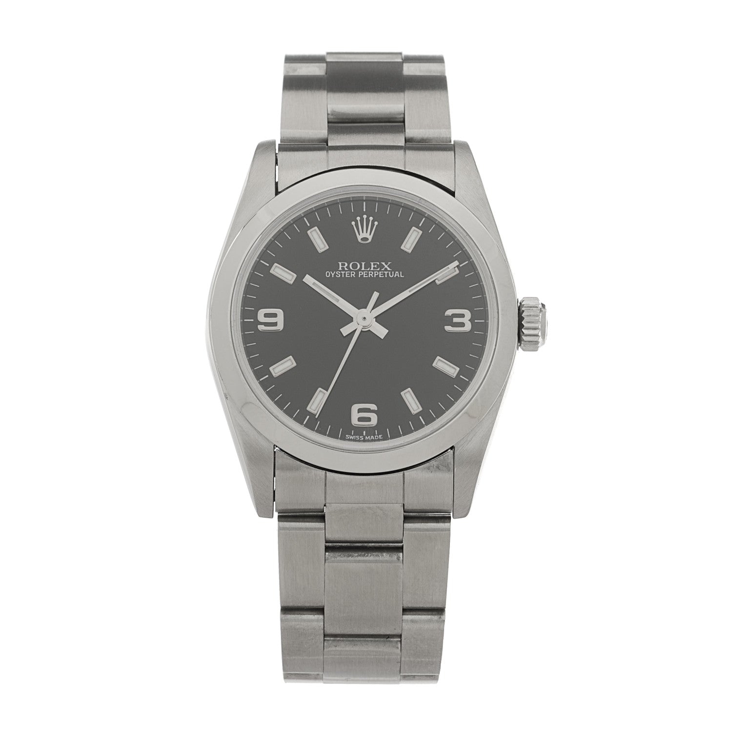 Rolex Stainless Steel 31mm Oyster Perpetual Watch Black 77080 1 of 4