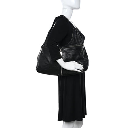 Fendi Sheepskin Zipper Hobo Black 2 of 12