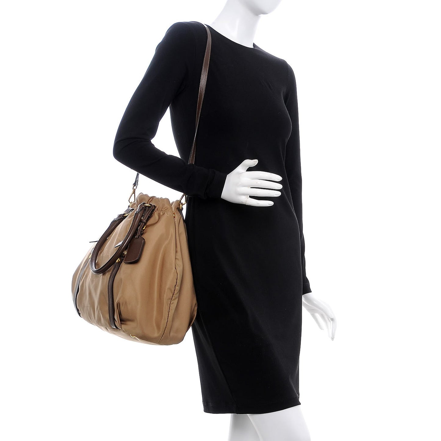 Tessuto Nylon Logo Tote Cammello