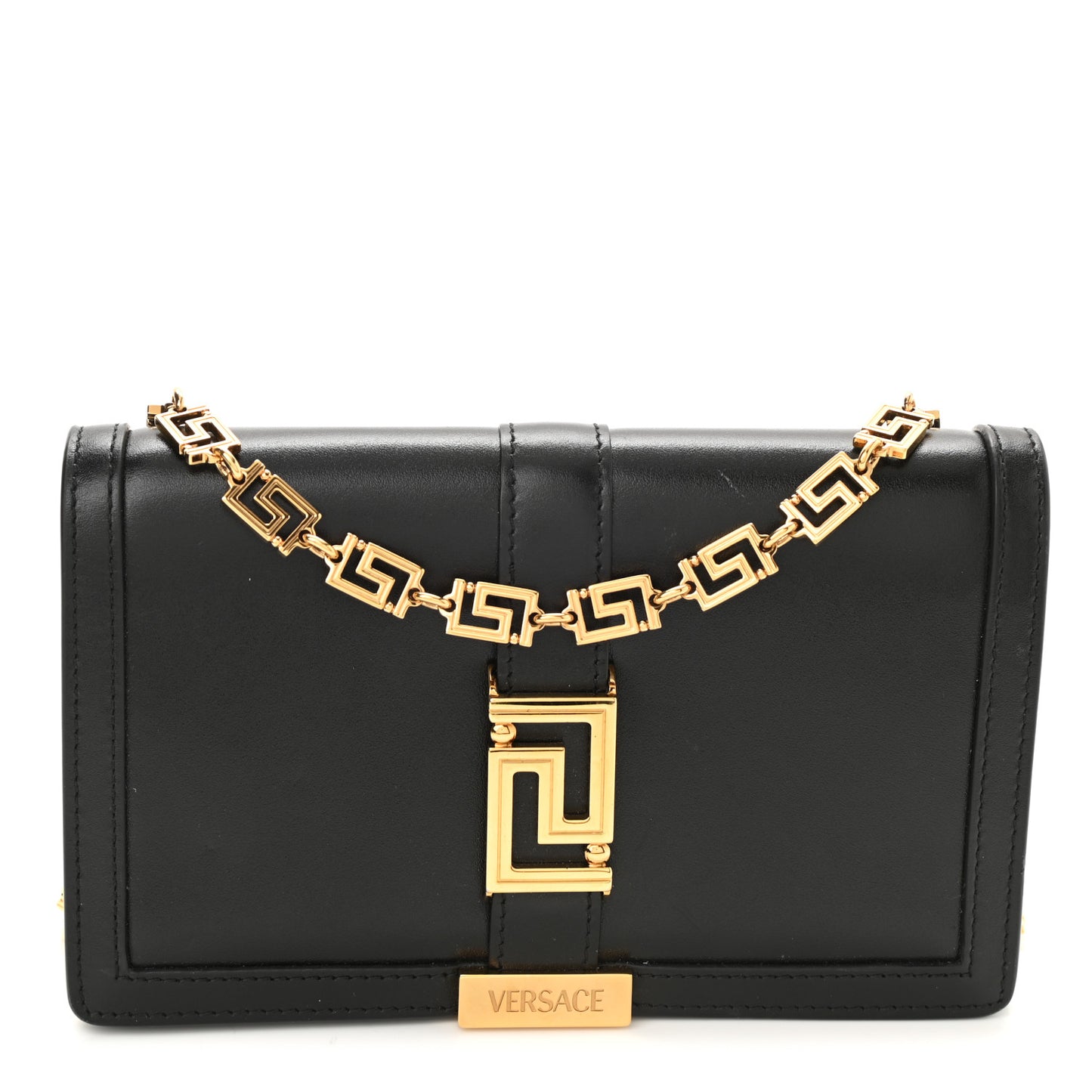 Calfskin Greca Goddess Mini Bag Black