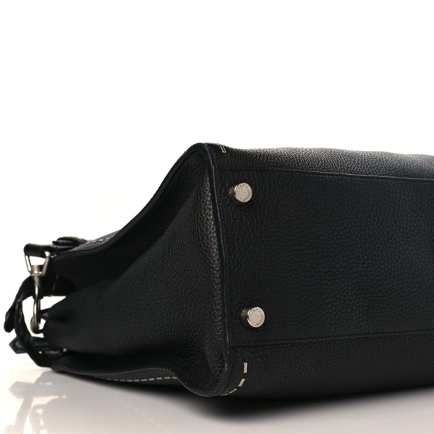 Fendi Cuoio Romano Selleria Metal Stitch Large Mens Peekaboo Iconic Essential Satchel Black 10 of 11
