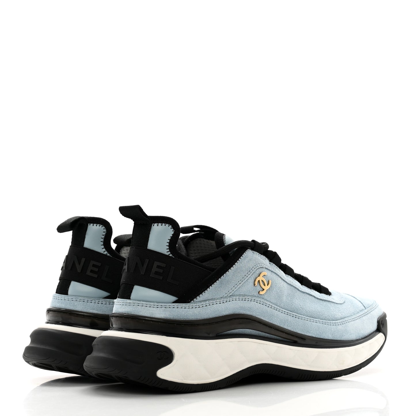 Suede Calfskin Nylon Grosgrain CC Sneakers 40 Light Blue