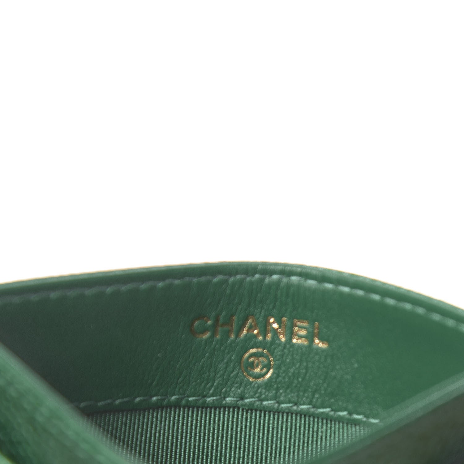 Chanel Metallic Caviar Quilted Card Holder Green 6 of 9