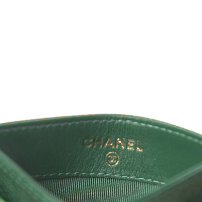 Chanel Metallic Caviar Quilted Card Holder Green 6 of 9