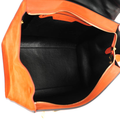 Celine Drummed Calfskin Medium Trapeze Orange 6 of 7