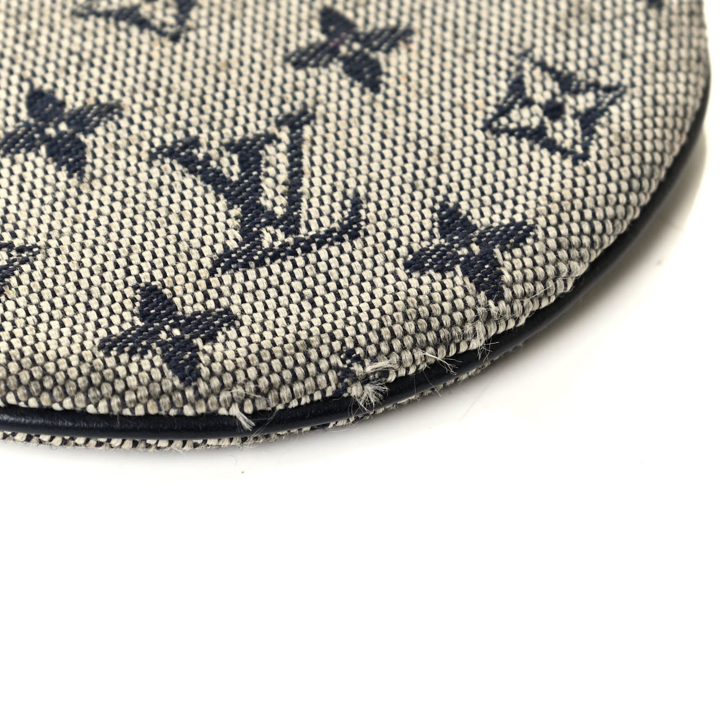 Mini Lin Croisette Round Coin Purse Blue